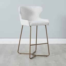 Quinn Cream Boucle Bar Stool - Brass Colour Legs