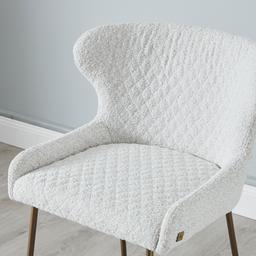 Quinn Cream Boucle Bar Stool - Brass Colour Legs