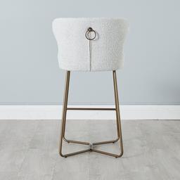 Quinn Cream Boucle Bar Stool - Brass Colour Legs