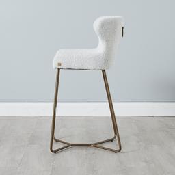 Quinn Cream Boucle Bar Stool - Brass Colour Legs