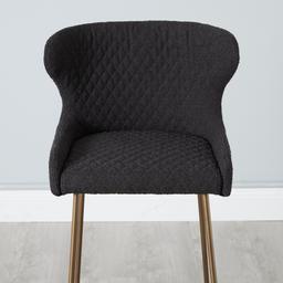 Quinn Charcoal Boucle Bar Stool - Brass Colour Legs