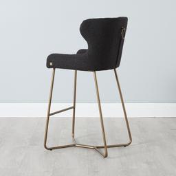 Quinn Charcoal Boucle Bar Stool - Brass Colour Legs