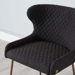 Quinn Charcoal Boucle Bar Stool - Brass Colour Legs