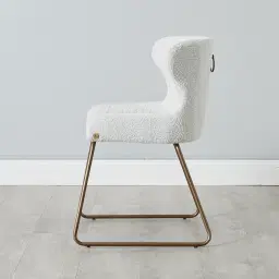 Quinn Cream Boucle Dining Chair - Brass Colour Legs