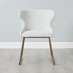 Quinn Cream Boucle Dining Chair - Brass Colour Legs
