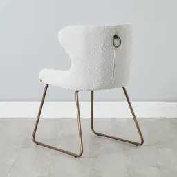 Quinn Cream Boucle Dining Chair - Brass Colour Legs