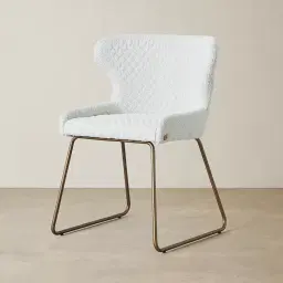 Quinn Cream Boucle Dining Chair - Brass Colour Legs