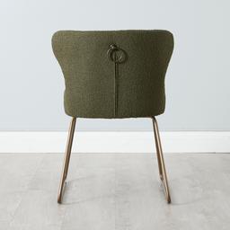 Quinn Olive Green Boucle Dining Chair  - Brass Colour Legs