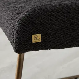 Quinn Charcoal Boucle Dining Chair - Brass Colour Legs