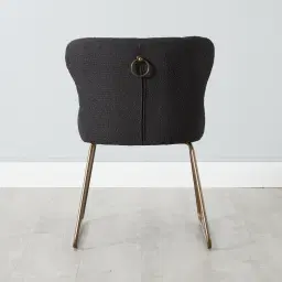 Quinn Charcoal Boucle Dining Chair - Brass Colour Legs