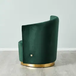 Reina Asymmetrical Pine Green Velvet Chair - Right Apex