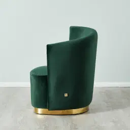 Reina Asymmetrical Pine Green Velvet Chair - Right Apex