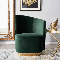 Reina Asymmetrical Pine Green Velvet Chair - Right Apex