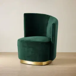 Reina Asymmetrical Pine Green Velvet Chair - Right Apex