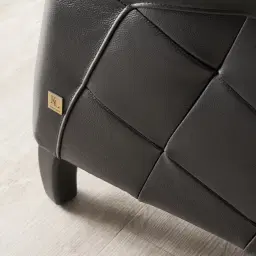 Regal Black Leather 3-Seater Sofa