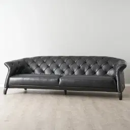 Regal Black Leather 3-Seater Sofa