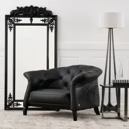 Regal Black Leather Single Seat Sofa