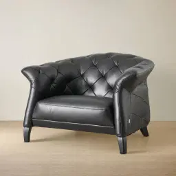 Regal Black Leather Single Seat Sofa