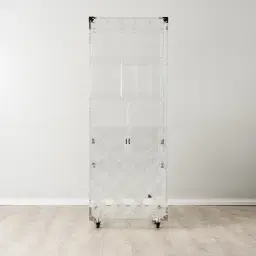 Acrylic King Wine Display Cabinet - Clear with Silver Stainless steel Accent