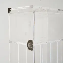 Acrylic King Wine Display Cabinet - Clear with Silver Stainless steel Accent