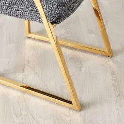 Perkins Distressed Charcoal Boucle Dining Chair - Gold Legs