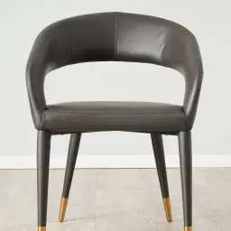 Moulin Smoke Grey Vegan Leather Dining Chair - Polished Gold Legs