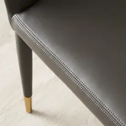 Moulin Smoke Grey Vegan Leather Dining Chair - Polished Gold Legs