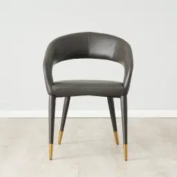 Moulin Smoke Grey Vegan Leather Dining Chair - Polished Gold Legs