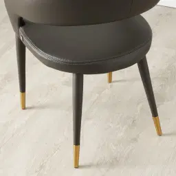 Moulin Smoke Grey Vegan Leather Dining Chair - Polished Gold Legs