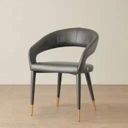 Moulin Smoke Grey Vegan Leather Dining Chair - Polished Gold Legs