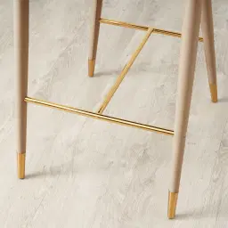 Moulin Sand Beige Vegan Leather 76cm Bar Stool - Polished Gold Legs 	