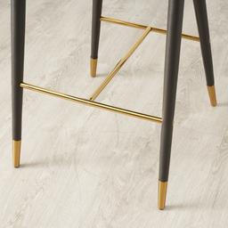 Moulin Smoke Grey Vegan Leather Bar Stool - Polished Gold Legs