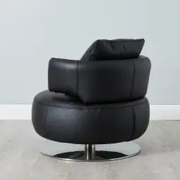 Vermont Black Leather Swivel Chair