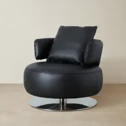 Vermont Black Leather Swivel Chair
