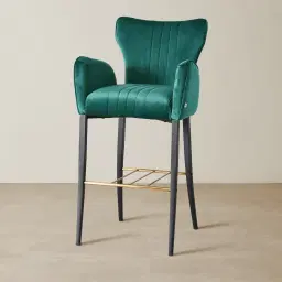 Valerie Peacock Blue Velvet Bar Stool 