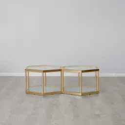 Hexagonal Side Table 35cm - Gold