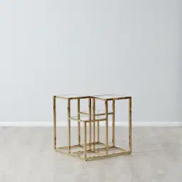 Geometric II Champagne Gold Side Table 