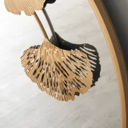 Round Gold Ginkgo Mirror
