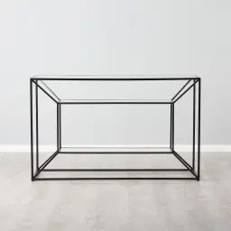 Laila Glass Console - Black Iron Frame