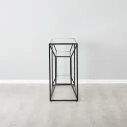 Laila Glass Console - Black Iron Frame