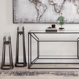 Laila Glass Console - Black Iron Frame