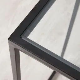 Laila Glass Console - Black Iron Frame
