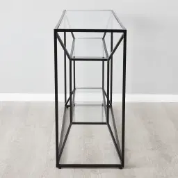 Laila Glass Console - Black Iron Frame