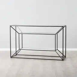 Laila Glass Console - Black Iron Frame