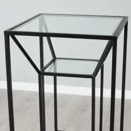 Laila Glass Side Table - Black Iron Frame