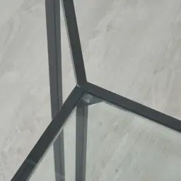 Laila Glass Side Table - Black Iron Frame