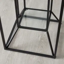 Laila Glass Side Table - Black Iron Frame