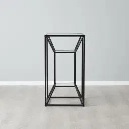 Laila Glass Side Table - Black Iron Frame