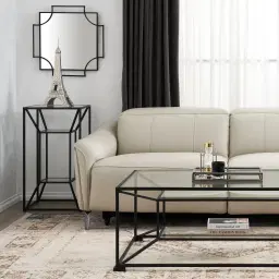 Laila Glass Side Table - Black Iron Frame