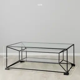Laila Glass Coffee Table  - Black Iron Frame